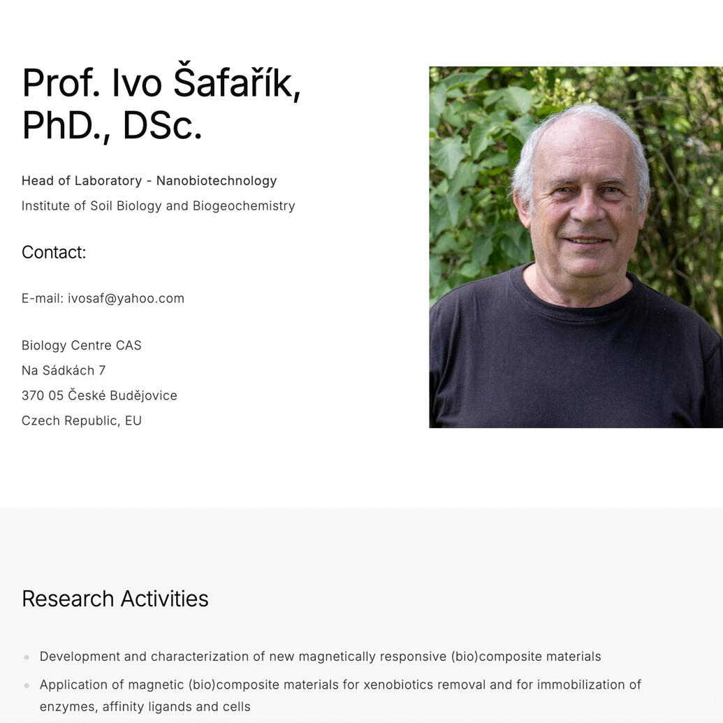 Prof. Ivo Šafařík, PhD., DSc.